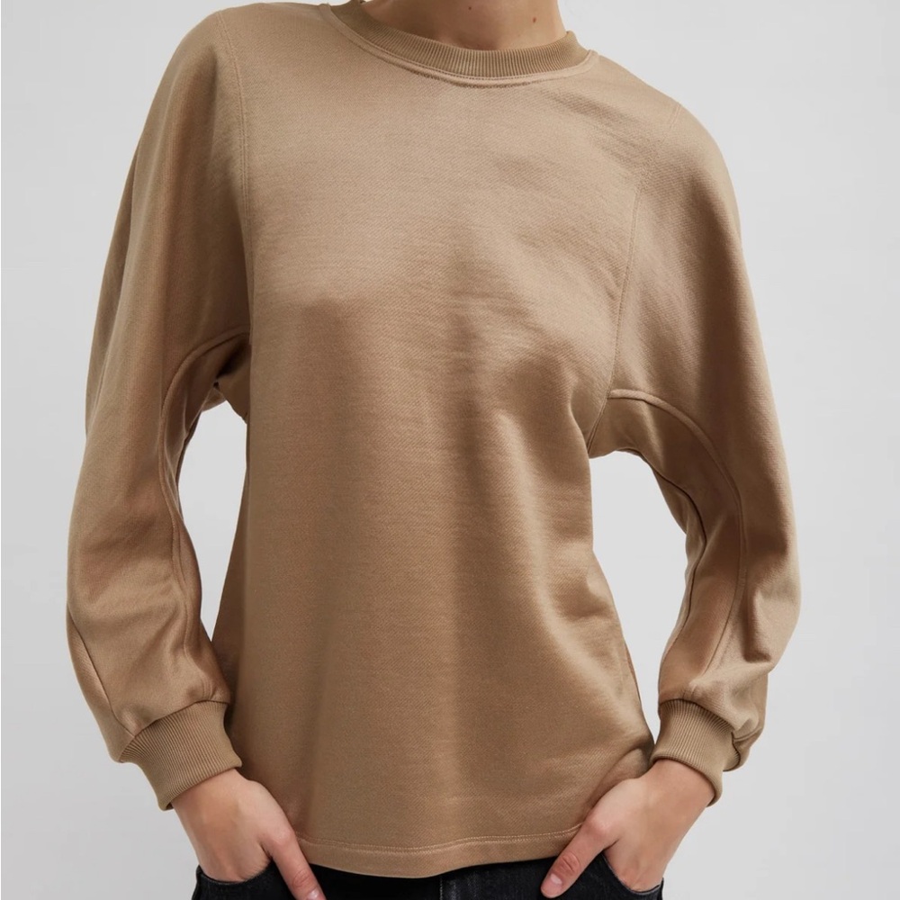 Tibi Silk Terry Sculpted Sleeve Slim Sweatshirt